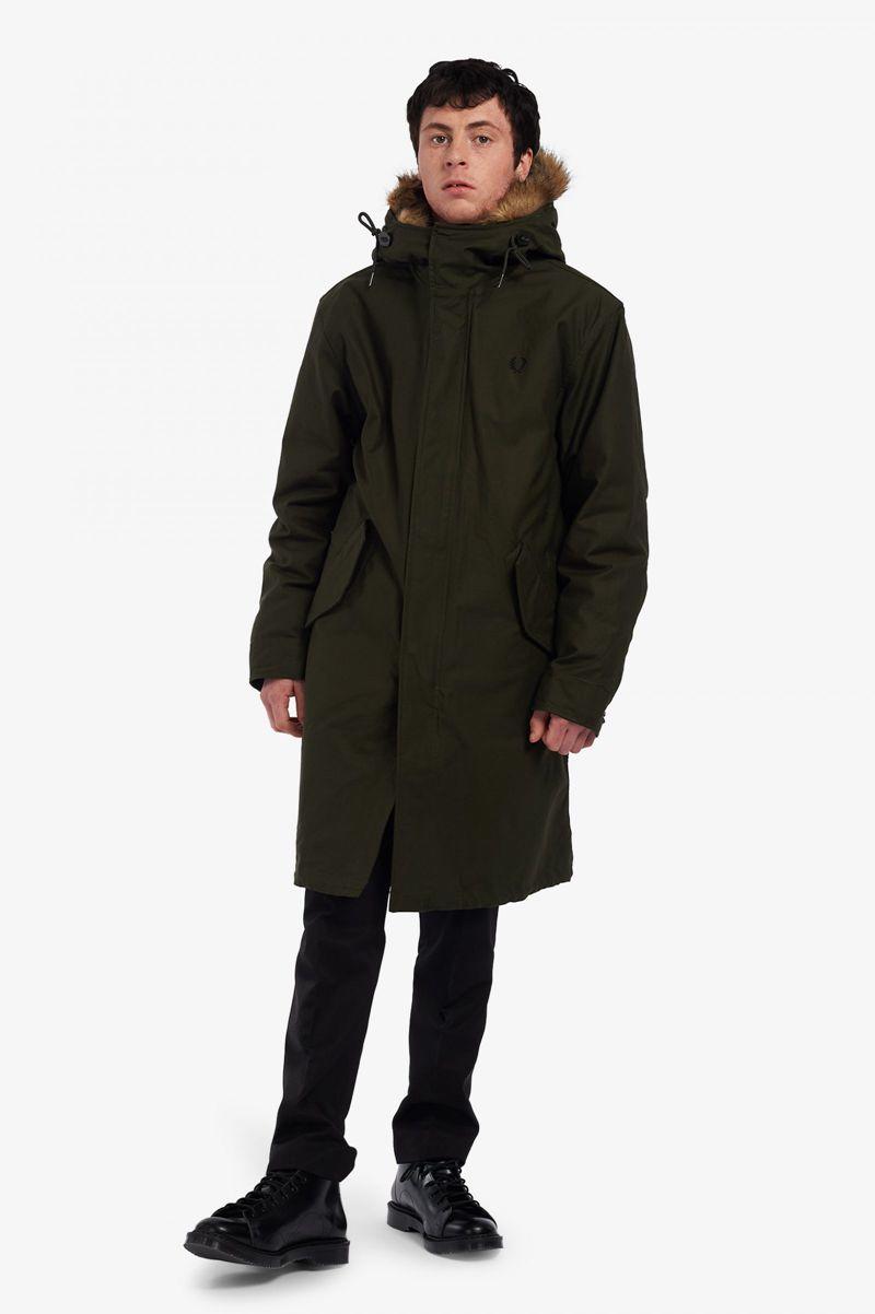 Fred Perry Jackets Website - Green Zip-In Liner Parka Mens